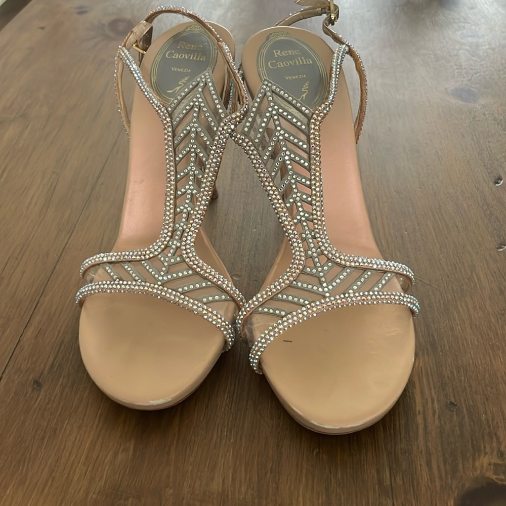 Rene Caovilla Silver Heels Elegant Design